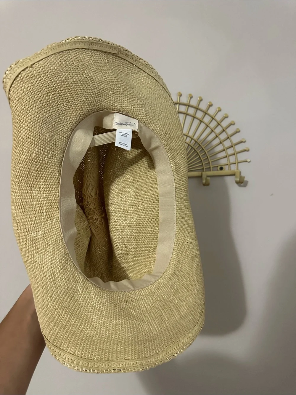 Universal Thread Natural Straw Hat with Light Green Bead Trim